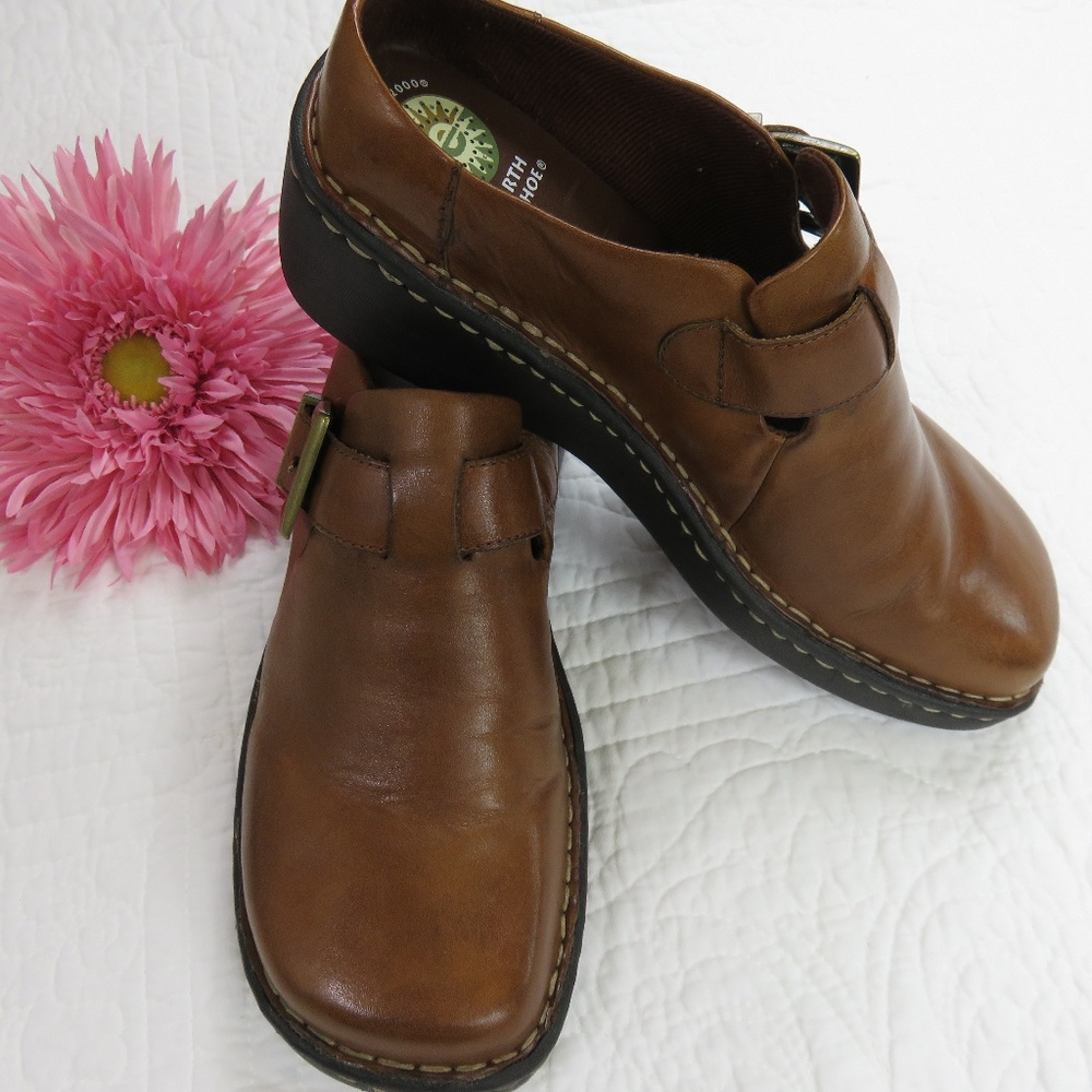 Earth Shoe 10 Brown leather Square toe Slip on